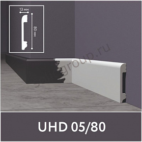Плинтус напольный гибкий ударопрочный Solid 1 UHD 05/80 Белый (под покраску), 13х80х2400 мм, 1 м.п.